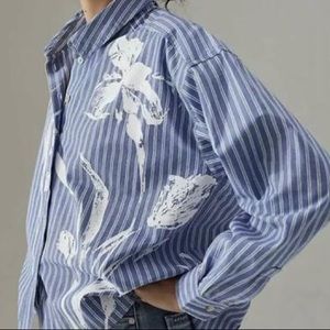 Anthropologie Maeve Alaina button down with painted flowers